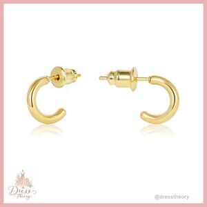 14K Gold Plated Huggie Hoop Earrings Hypoallergenic Lightweight Set